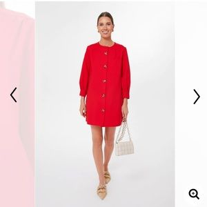 Tuckernuck Apple Red Blake Dress Medium Pockets NWT Mini Boxy Mod Long Sleeve